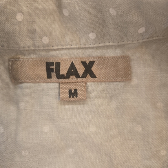 FLAX 100% Linen Lagenlook Sleeveless Polka Dot Shift Dress Gray White Medium - Picture 8 of 10
